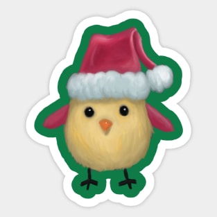 Chick with a Santa Hat Sticker